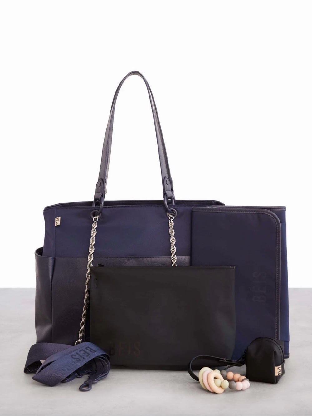 BEIS Navy Diaper Bag Tote with Removable Pouch